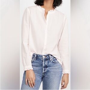 Xirena emery light pink cotton ruffle collar button up womens S long sleeve